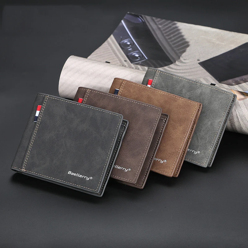 Baellerry Mens Slim Wallet  PU Leather Short Minimalist Wallet with Card Holder