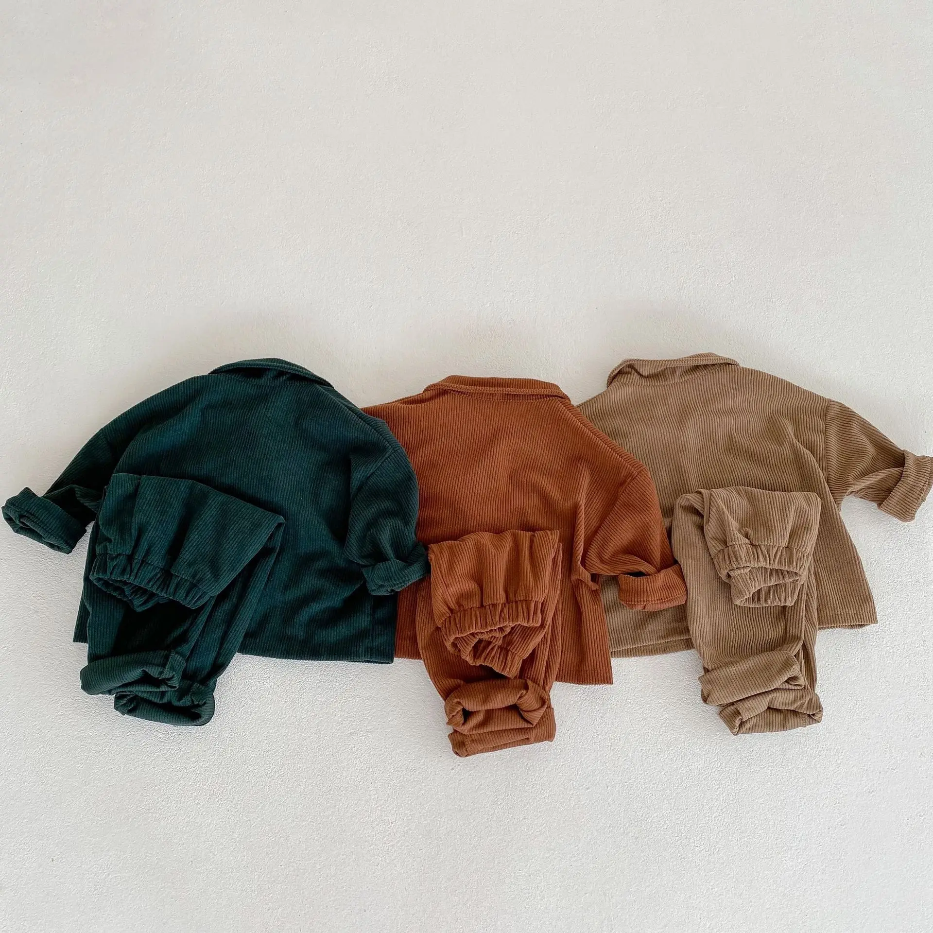 Latest baby boys girls super comfort boutique clothing sets corduroy outfit for kids children