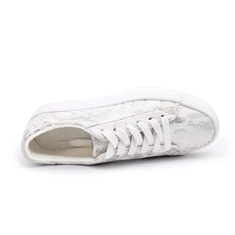 New arrivals chunky snake fabric upper women sneakers luxury white shoes outdoor walking style flat shoes for ladies