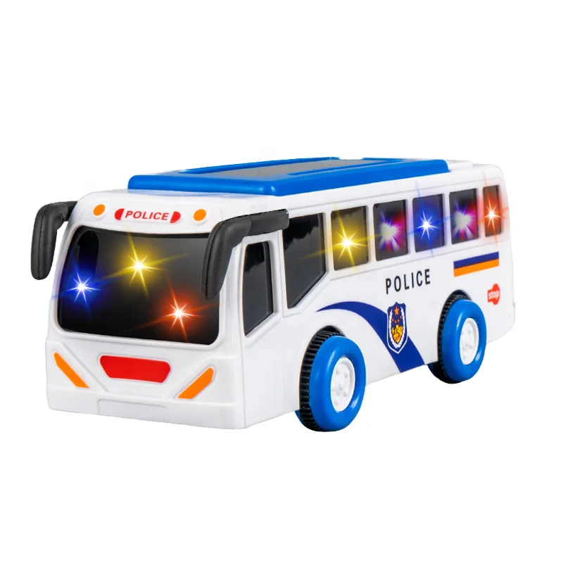 3D Yellow School Bus Toy for Kids Unisex Plastic Electric Friction Power with Light & Sound Simulation Function Car Type Bus