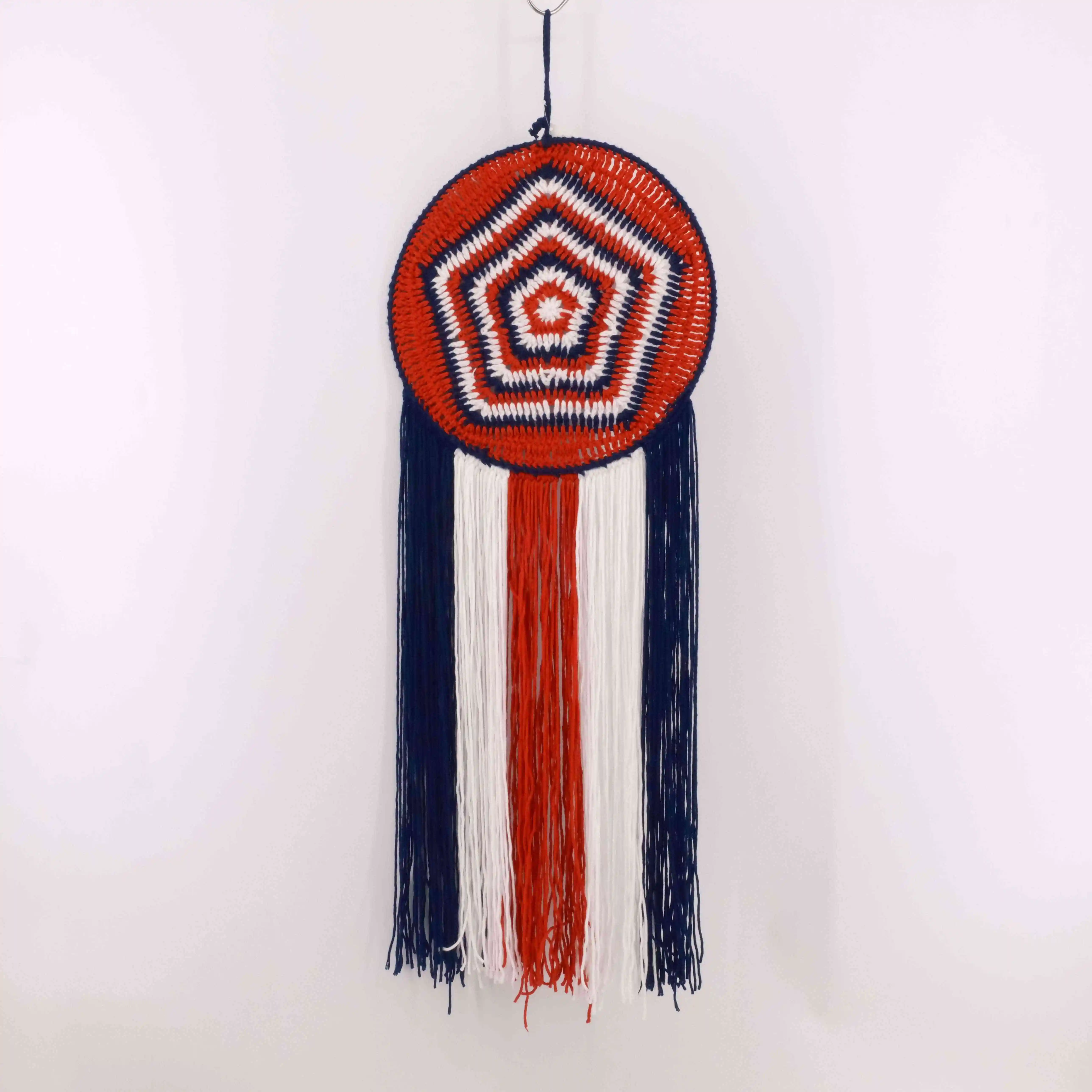 Crochet Wall Hanging Decor American Independence Day Home Decoration For Living Room Patriotic Day Crochet Ornament