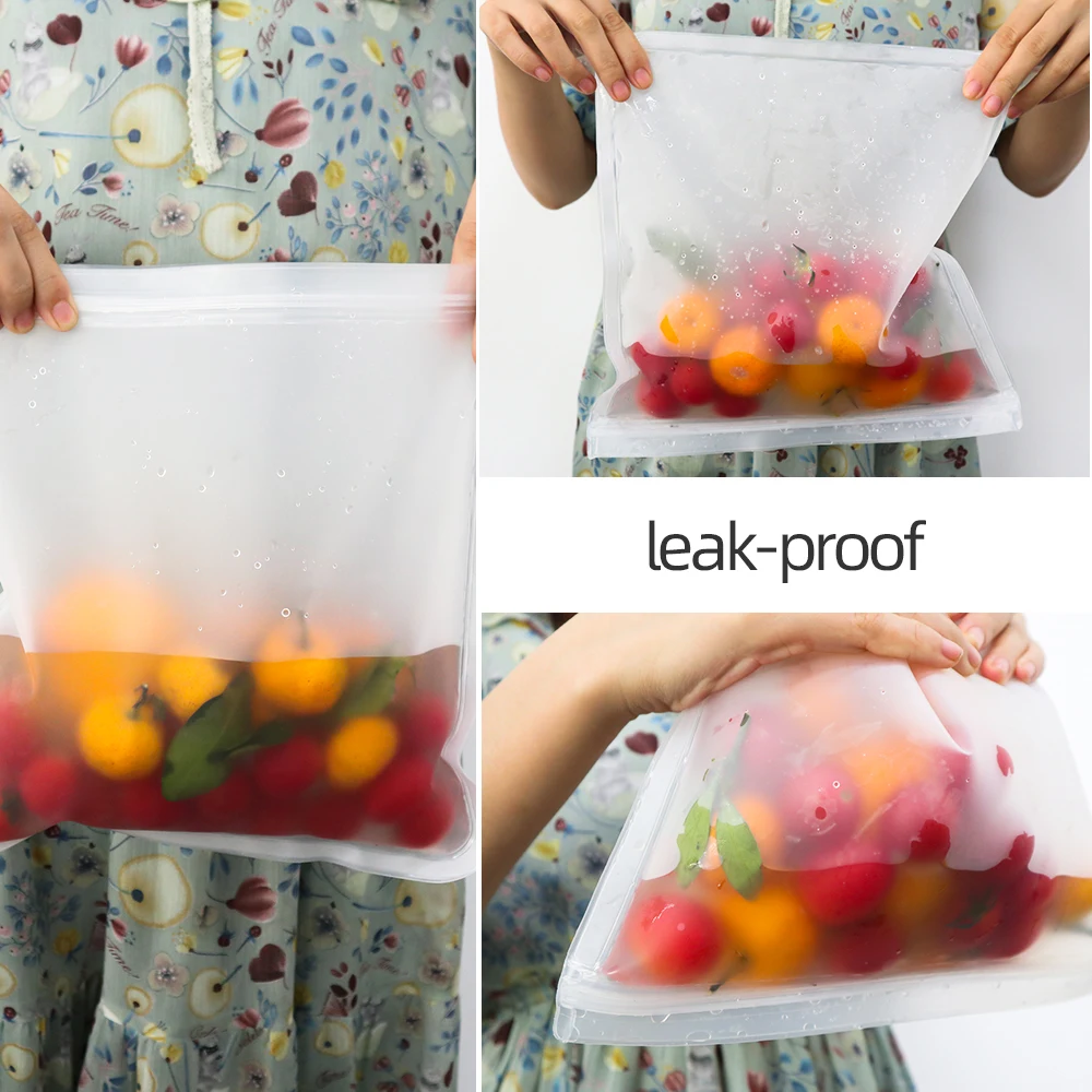 Reusable Silicone Food Storage Bags Airtight Seal Food Preservation Bag/Food Grade/Versatile Silicone bags for Meat, Vegetable