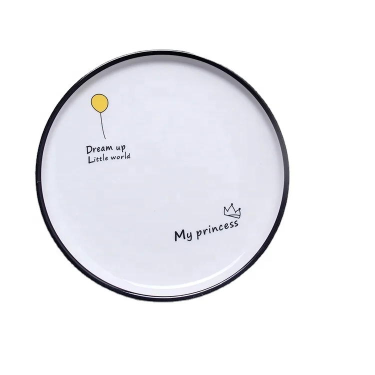 Nordic style black ceramic tableware set dessert bowl ceramic round western salad tray fruit plate