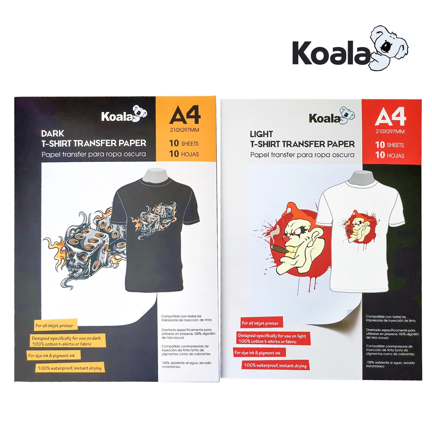 A3 A4 KOALA темная и легкая струйная хлопчатобумажная ткань футболка печать теплопередающая бумага