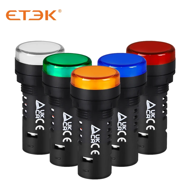 ETEK EKLD-22DLT 22 мм Тип крепления на панель сигнал светодиодный индикатор питания света, оборот в минуту (R/Y/G/B/W цвет 24V/48V/110V/230V напряжение дополнительно