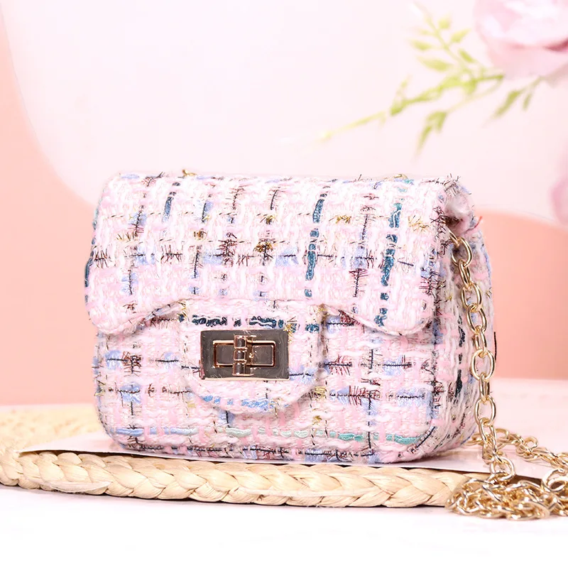 High quality stylish chains Sweet small Girls purse  winter women luxury mini handbags for kids