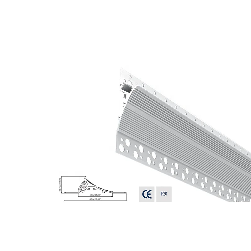 Factory Price ALP128-R Aluminum Profiles With Diffuser 88*23mm For Home Ceiling Drywall, Plaster Gypsum led Aluminum Profile