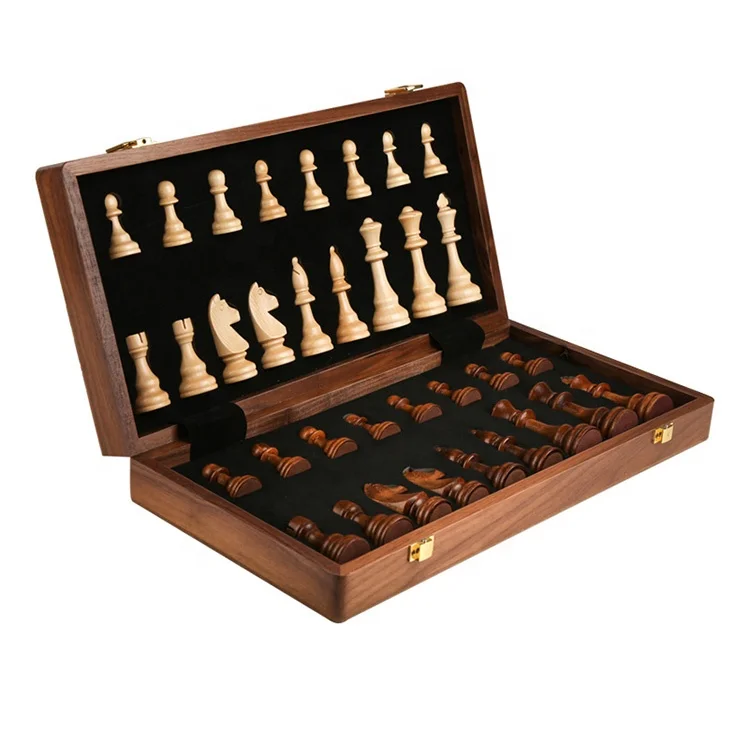 Wholesale Popular High Quality Antique Wooden Folding Board Game Chess Piece Set Chess Board Set