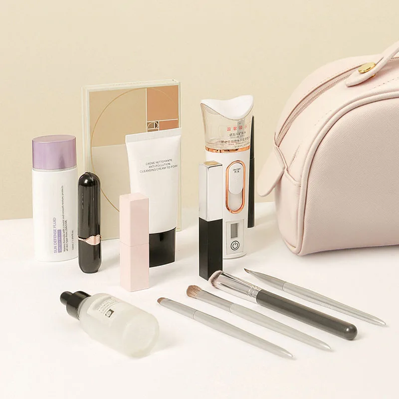 Make-Up Waterproof Pu Leather Organiser Recycled Zipper Cosmetic Promotion Beach Makeup Bag Solid Wallet Packing Pouch For Lady