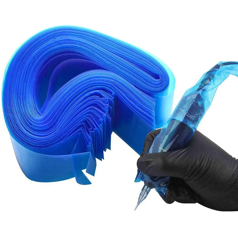 80CM X 5CM Blue Protective Sleeve Disposable Plastic Clip Cord Sleeves For Tattoo