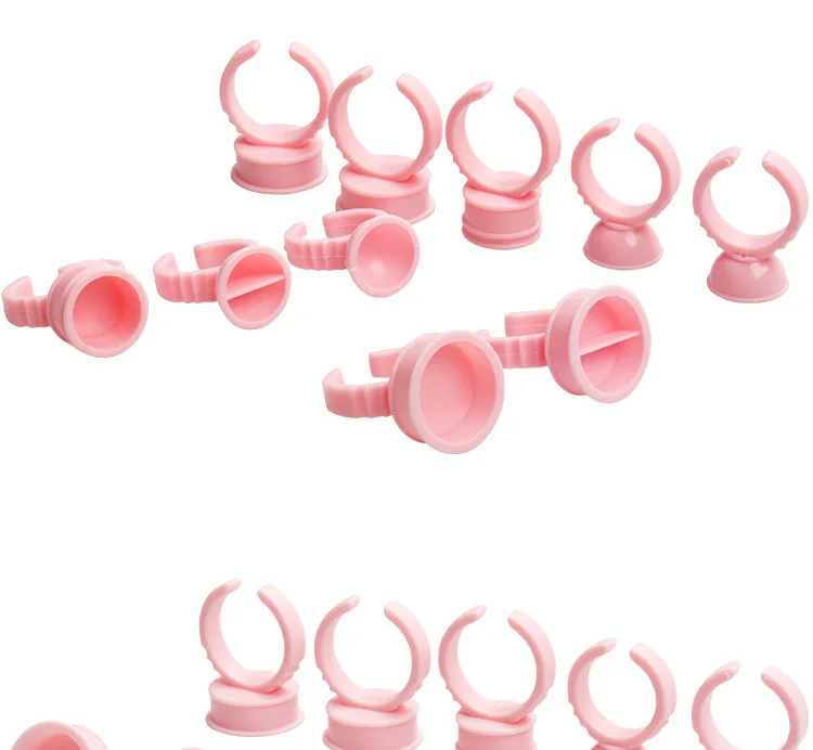 OEM Bulk Plastic Glue Rings Container 100Pcs Package Pink  Plastic Cup Glue Ring for Art Body