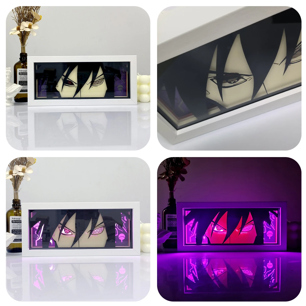 Anime Led Light Box RGB Handmade Crafted 3D Paper Carving Laser Cut Wall Lights Anime Gift Home Decor Comic Con Light