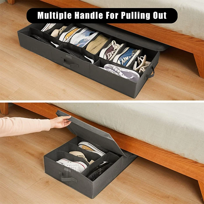 Folding Underbed Home Organization Fabric Storage Shoes Organizers Bins Stackable Storage Boxes With Lid