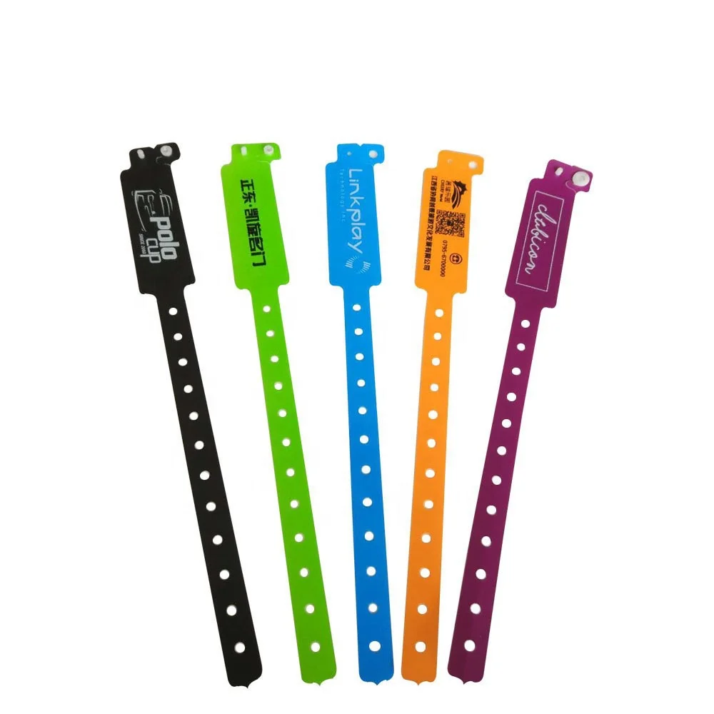 Promotional  PVC Tickets Bracelet Wrist Bands Waterproof Reusable Vinyl Disposable Id Wristbands For Concert