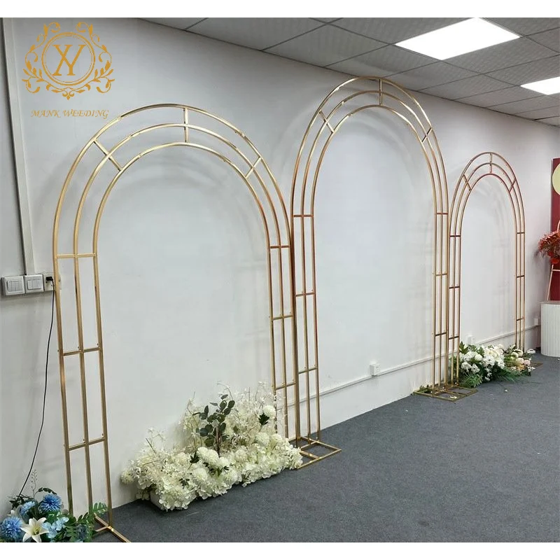 Wedding Decoration Arch New Photo Props Party Stage Background Gold Iron Metal Wedding Arch Backdrops
