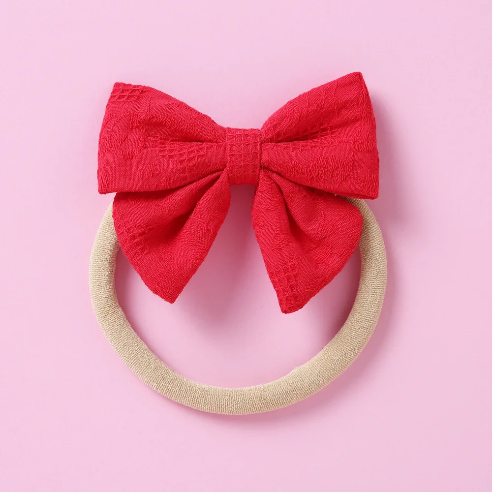 
2021 Baby Girls Nylon Headband Infant Hair Accessories Handtied Bows Toddlers Tiara bandage Ribbed Bows Hairpins for Child 
