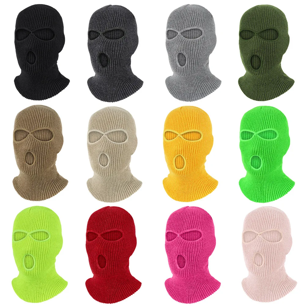 Winter Ski Mask Balaclava 3 Hole Knit Balaclava Full Face Ski Mask Men Warm Knitted Hats 3 Holes Ski Face