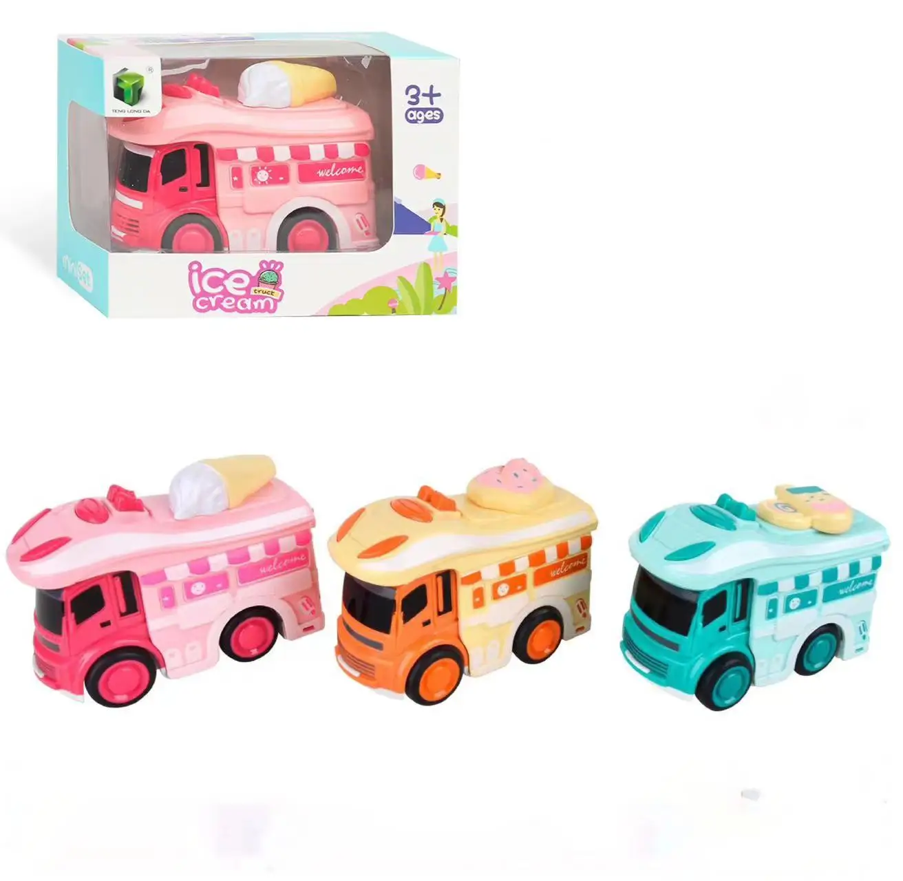 Mini Cute ice Cream Car Ambulance Plastic Car Toys For Kids