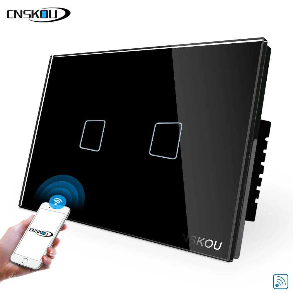 Cnskou США переключатель Wi-Fi 2 Gang 1 Путь домой домашней автоматизации Совместимость с alexa и google умный дом
