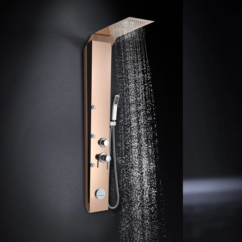 Gold bathroom Waterfall shower column set tower Massage Body Jets Shower Panel