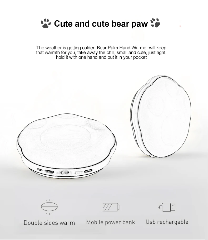 Winter portable Pocket Mini Electric Rechargeable LED flashlight 5000mah USB Hand Warmer Power Bank