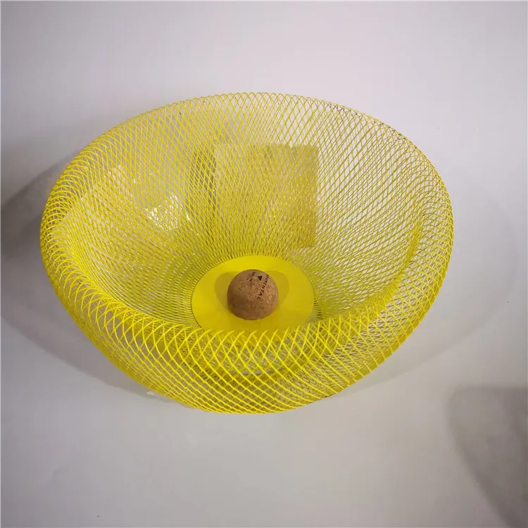 Double Wall Construction Modern Yellow Metal Wire Mesh Fruit Bowl Set