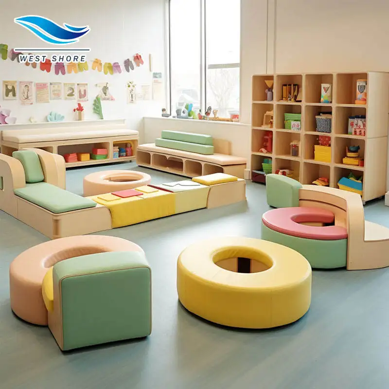 Daycare Montessori Kindergarten Soft Play Nursery Furniture Set Factory Supplies Kid Preschool Wooden Furniture Childcare Center