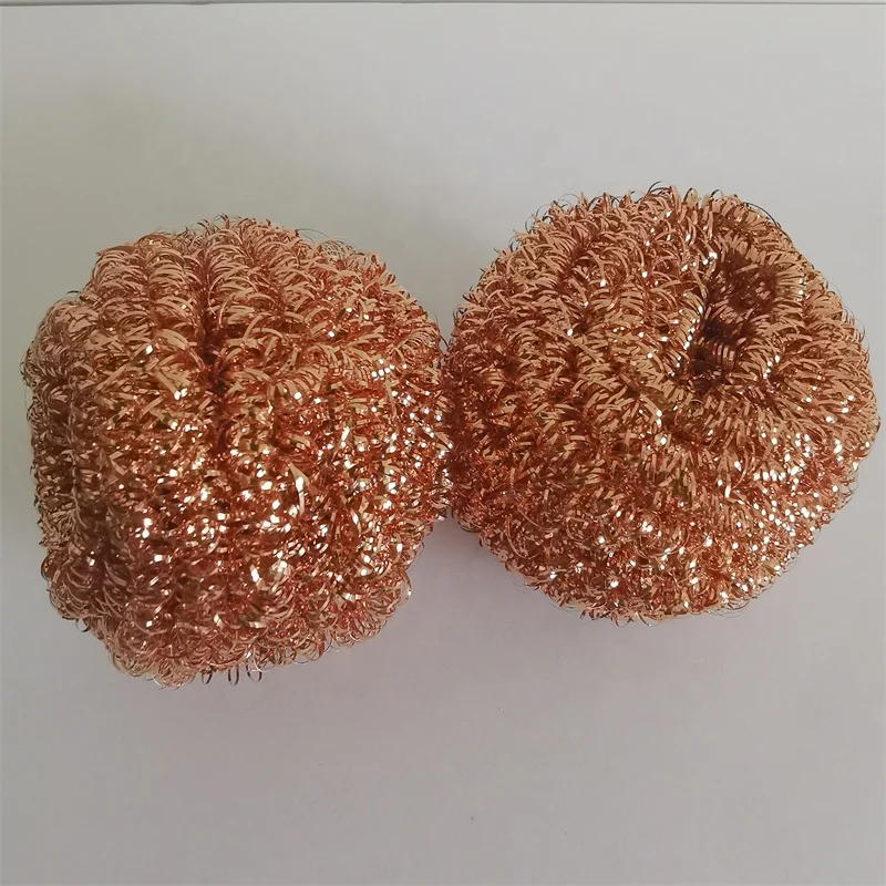 Washing up Sponge Dish Scrubbers Tip Clean Tool Kitchen Scrubbers Pure Copper Absorb Pads Scrubber Pad Absorb Tin Copper Ball