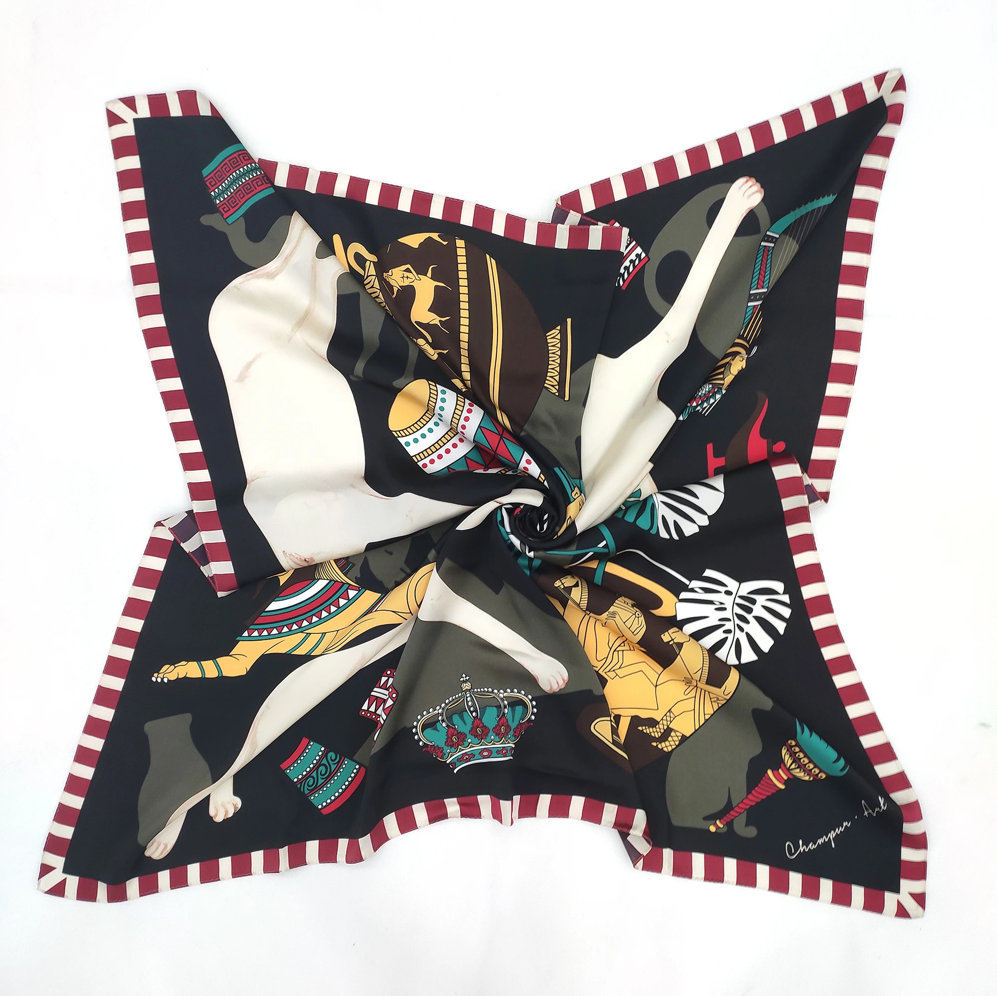 Custom double sided silk scarf and shawl 100% silk double sided scarf with hand hemming