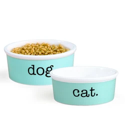 Porcelain custom logo drinking bowl cat double dog bowl non slip foldable waterproof dog pet smart bowl