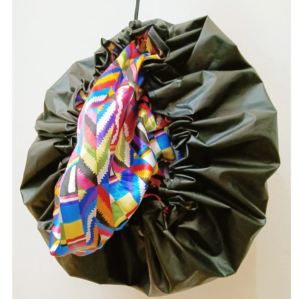 African Curly Dreadlocks Braids Hair Jumboo Large Drawstring Double Layers Satin Shower Bonnet Bath Caps