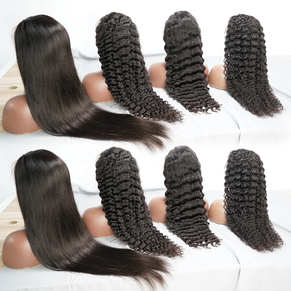 Raw Hair 13X4 Frontal Raw Cuticle Aligned Hair Glueless Wigs 4C Pre Plucked Vietnamese Raw Bone Straight Hair Wigs