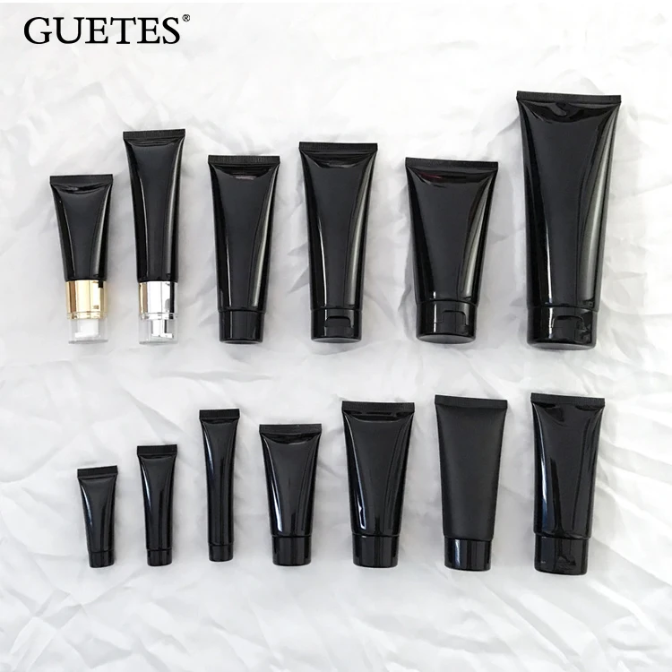 
Black Cleanser Bottle Cream Lotion Plastic Tubes Cosmetic Squeeze Containers 