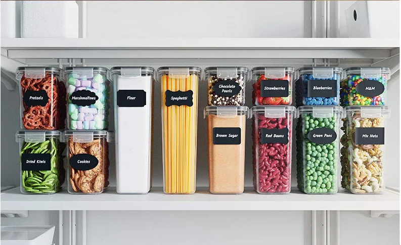 15PCS Custom Clear Plastic Food-grade Storage Bins Sealed Fruits Vegetables Storage Bin Airtight Kitchen Canister With Lids