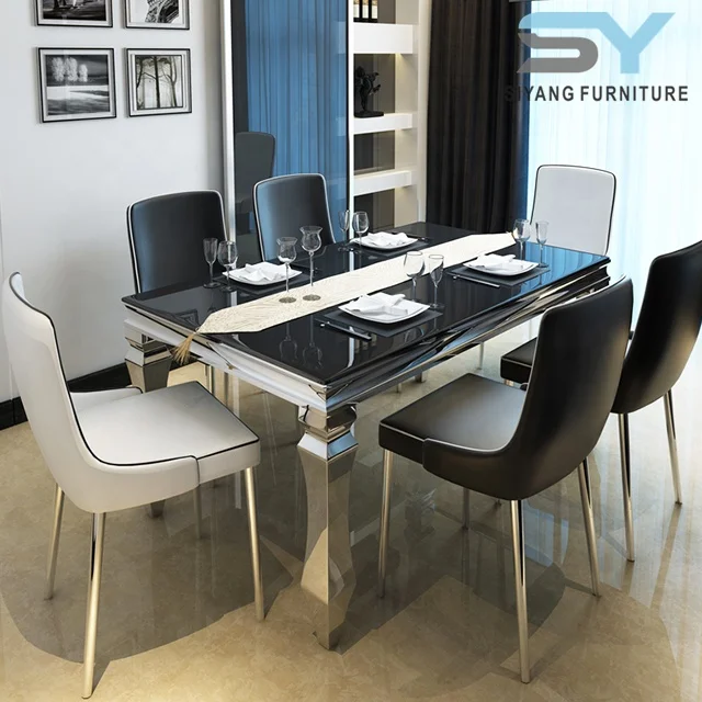 Online Selling Home Furniture Stainless Steel Dining Table For Set Ct004