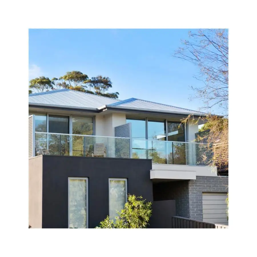 Prima led glass railing with led light strip aluminum u channel profile outdoor balcony stair deck frameless glass baluster