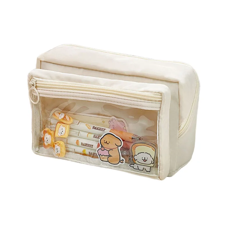 Large Capacity Canvas Student Pencil Case with Cute Capybara and Dolls Comes with Stickers-for Wholesale