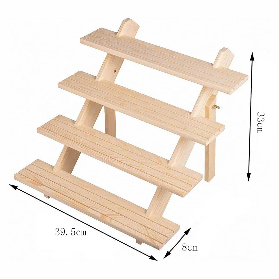 4-Tire Solid Wood Jewelry Storage Earrings Necklace Bracelet Ear Studs Display Board Holder Rack Stand
