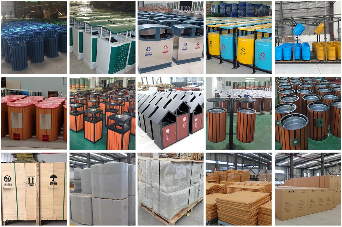 central garbage trash can round galvanized steel outdoor rubbish bin metal commercial waste container for street