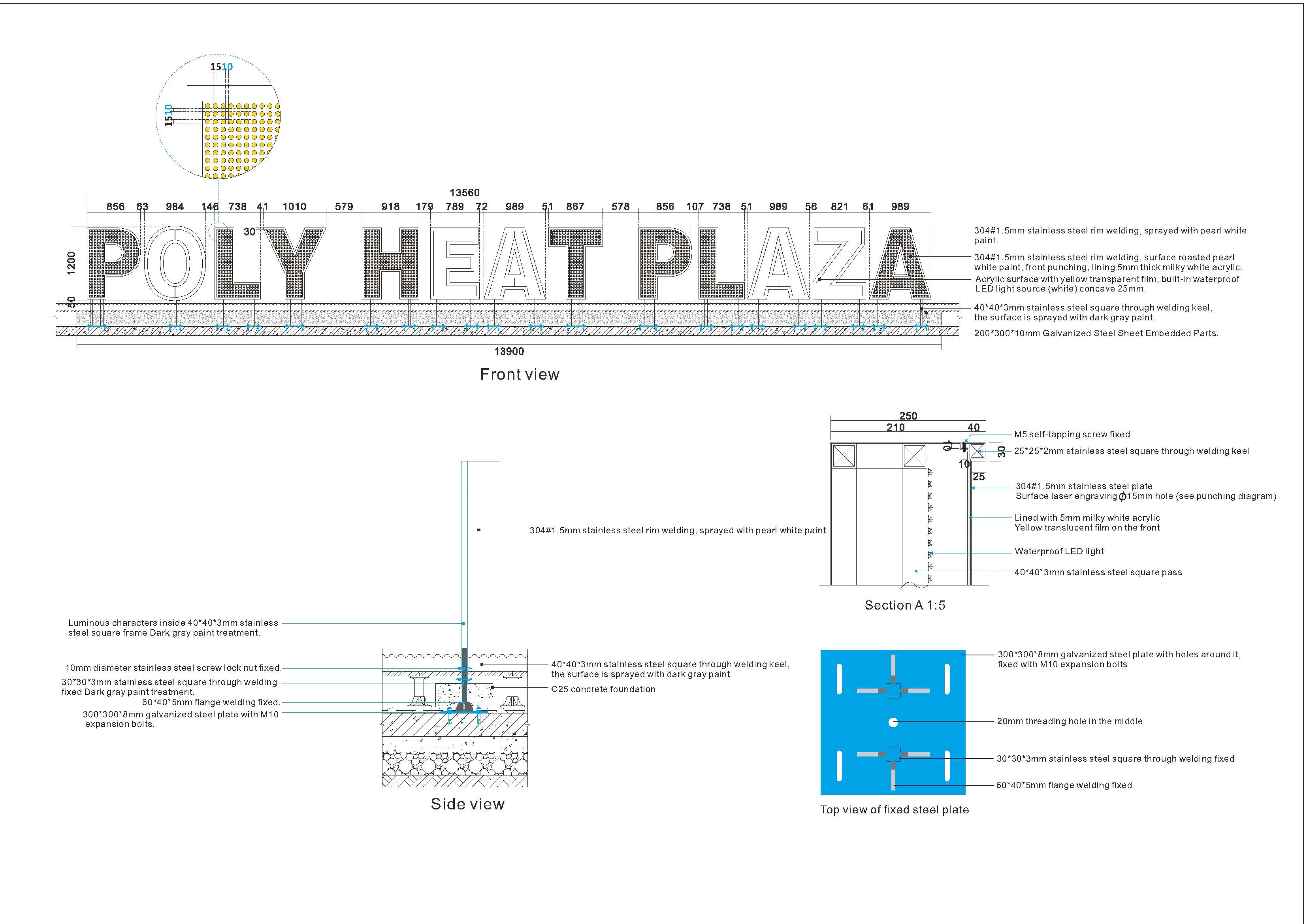 
Wholesale Customized Outdoor Large LED Letters Open Face Channel Letters Monument Signs external illuminated building signs 