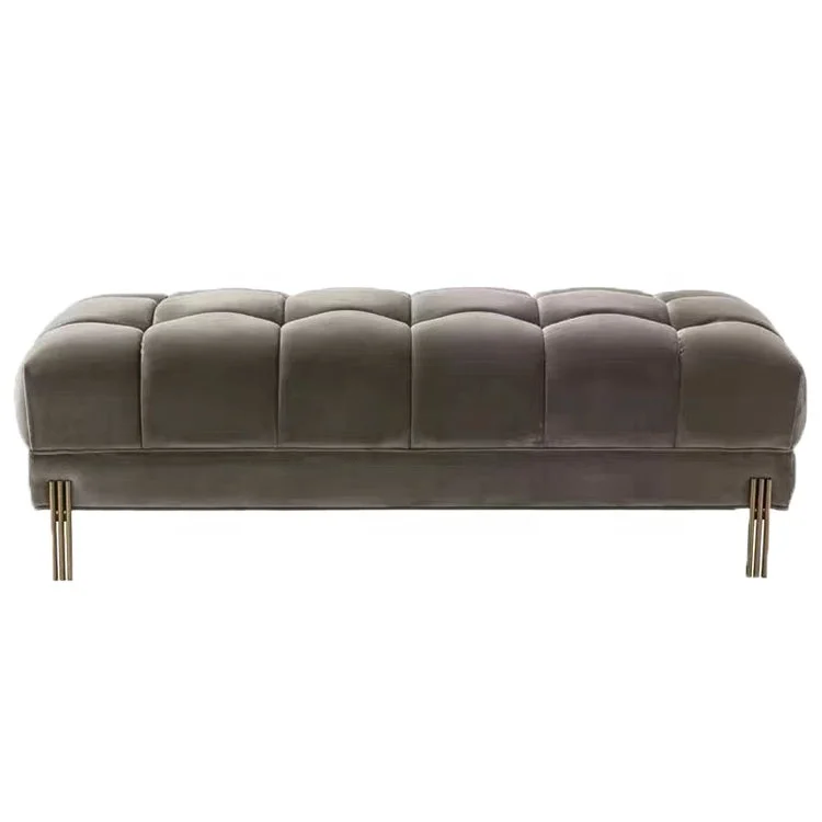 Muchun living room furniture modern luxury stainless steel shoe ottoman bed bench sofa