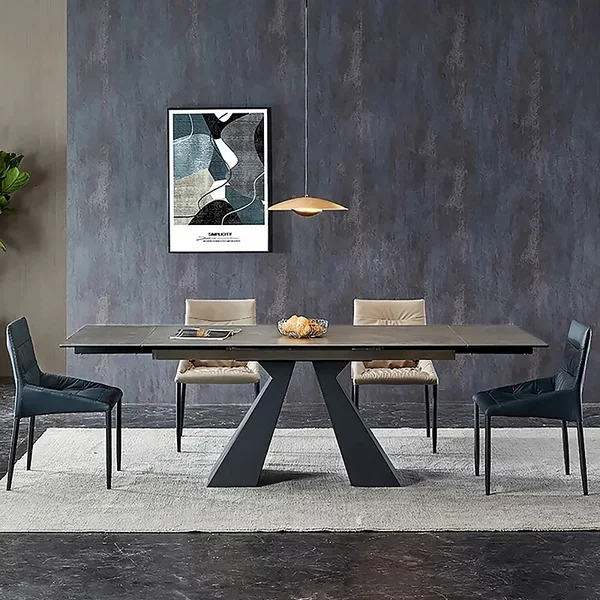 NOVA Extendable Sintered Stone Italian Black Restaurant Tables Modern Rectangular Commercial Dining Eating Table