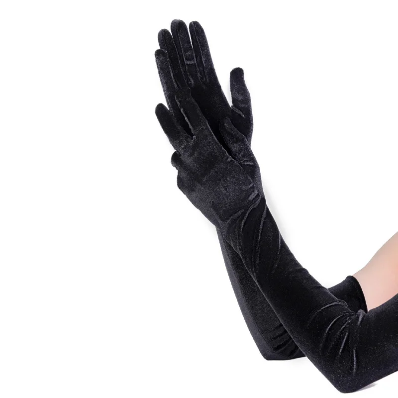 Golden velvet etiquette gloves golden velvet evening dress long gloves golden velvet warm long gloves