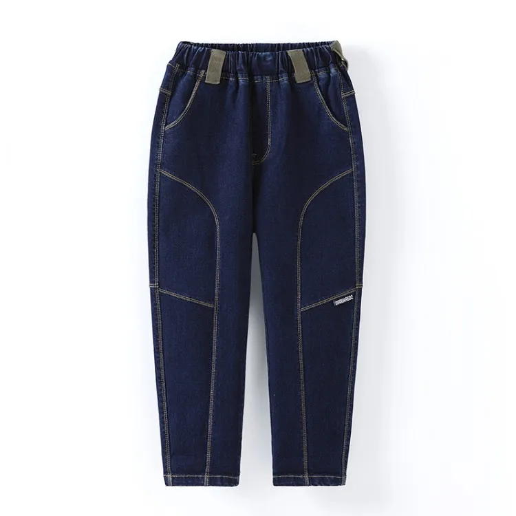 
New Style Summer Kids Boys Elastic Waist Long Pants Kids Boy Curled Jeans Jeans Denim Children Boys Cowboy Pants Full Length 