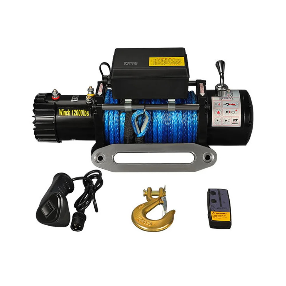 12V/24V 20000lbs Electric Winch with Synthetic Rope or steel wire rope High Lifting Capacity Winches Product