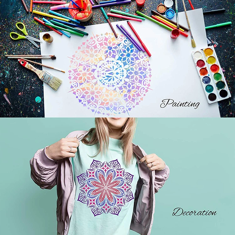 Настраиваемые пластиковые трафареты Мандала трафареты для рисования на деревянной стене напольной плиточной ткани