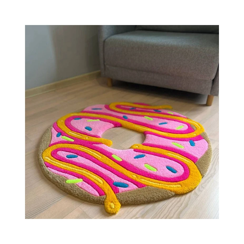 New design food shape floor carpet anti slip microfiber area rug bath mats for living room