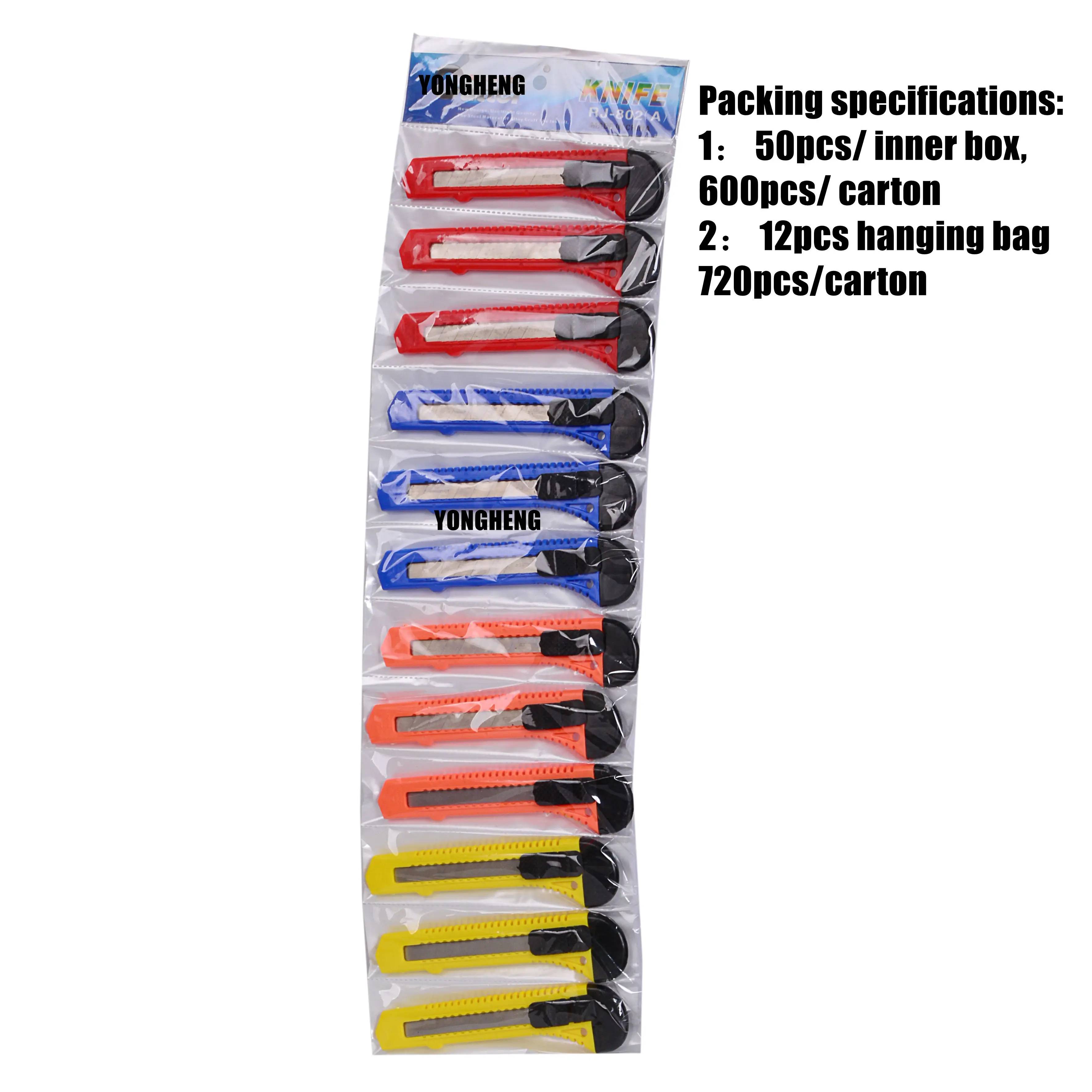 Transparent Retractable Paper Cutter Knife Kids Stationery 12pcs Pack Utility Knife Set For Office