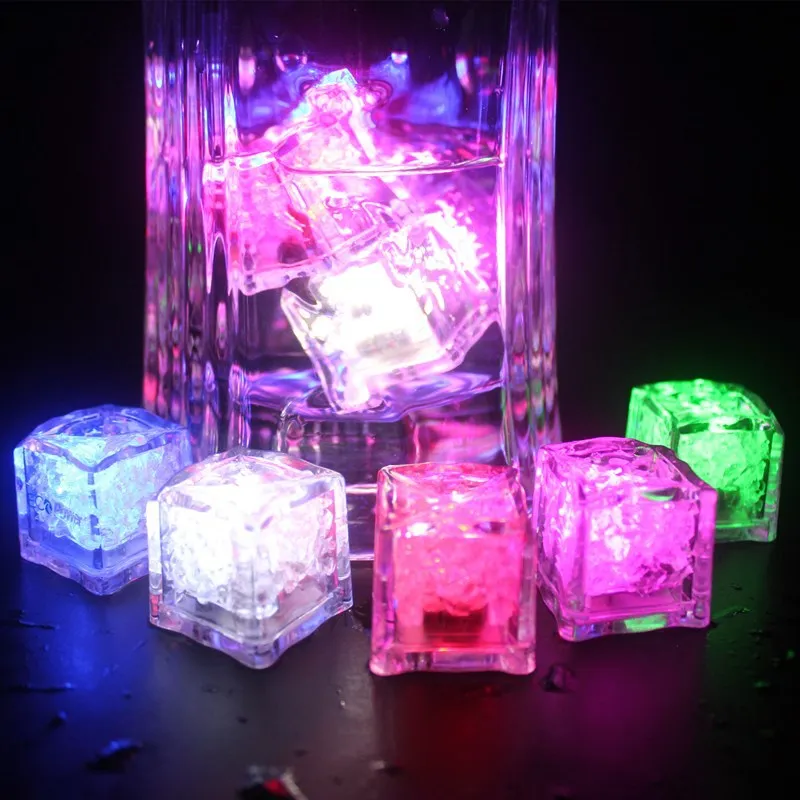 Liquid Sensor Color Change Flashing LED Light Up Ice Cubes for Christmas Bathtubs Vases Weddings Ponds Club Bar Champagne Party