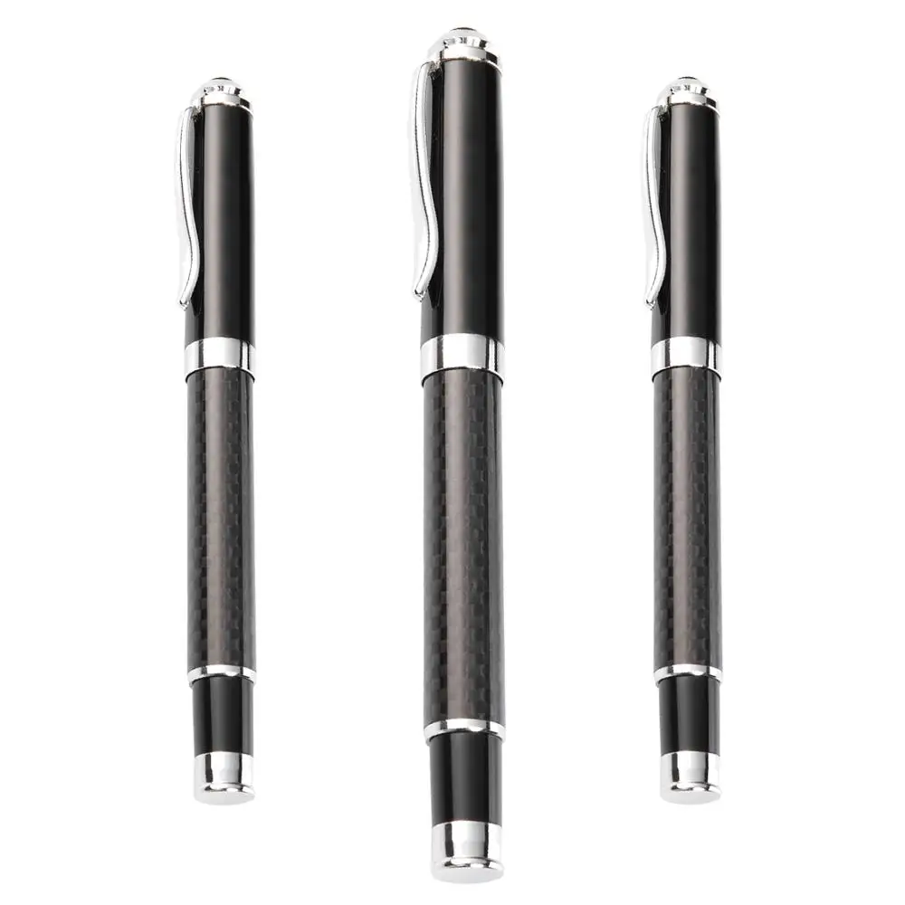  Heavy Logo Laser Engraved Metal Roller Ball Pens Biro For Gift Promotional Printed Black Carbon Fiber
